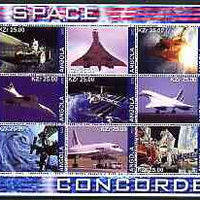 Angola 2002 Concorde & Space perf sheetlet containing set of 9 values unmounted mint