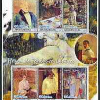 Afghanistan 2001 The Impressionists - Toulouse-Lautrec perf sheetlet containing set of 6 values unmounted mint