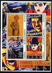 Angola 2002 Charlie Chaplin perf sheetlet containing set of 4 values unmounted mint