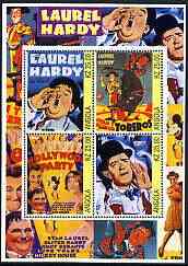 Angola 2002 Laurel & Hardy perf sheetlet containing set of 4 values unmounted mint