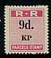 Northern Rhodesia 1951-68 Railway Parcel stamp 9d (small numeral - with serifs) overprinted KP (Kapiri M'Posho) unmounted mint*