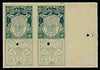 Cinderella - Waterlow & Sons Eagle & Arms design in blue-green inscribed 'Coty Omnia Domat Virtus', imperf proof pair on ungummed paper each with security punch hole