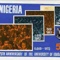 Nigeria 1973 Ibadan University - partly hand-painted original artwork for 5k value (Student Population Growth) by unknown artist on card 9" x 6"