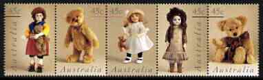 Australia 1997 Dolls & Teddy Bears perf strip of 5 unmounted mint, SG 1693a