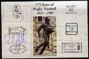 Postcard privately produced in 1998 (coloured) for the 175th Anniversary of Rugby, signed by Paul Rendall (England - 28 caps) unused and pristine