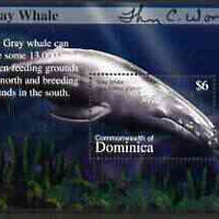 Dominica 2002 Flora & Fauna perf m/sheet (Gray Whale), signed by Thomas C Wood the designer, unmounted mint