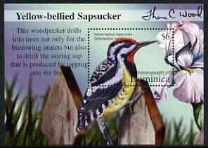 Dominica 2002 Flora & Fauna perf m/sheet (Yellow-Bellied Sapsucker), signed by Thomas C Wood the designer, unmounted mint