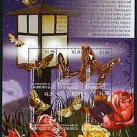 Dominica 2002 Flora & Fauna perf composite sheetlet containing 6 values (Moths), signed by Thomas C Wood the designer, unmounted mint