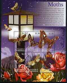Dominica 2002 Flora & Fauna perf composite sheetlet containing 6 values (Moths), signed by Thomas C Wood the designer, unmounted mint