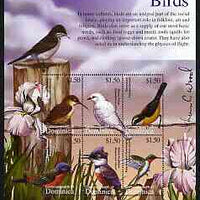 Dominica 2002 Flora & Fauna perf composite sheetlet containing 6 values (Birds), signed by Thomas C Wood the designer, unmounted mint