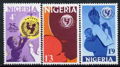 Nigeria 1971 25th Anniversary of UNICEF perf set of 3 unmounted mint, SG 263-65