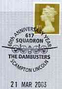 Postmark - Great Britain 2003 Anniversary cover for 60th Anniversary of 617 Squadron with special Scampton cancel illustrated with Lancaster