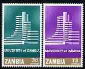 Zambia 1966 Opening of University perf set of 2 unmounted mint, SG 118-19