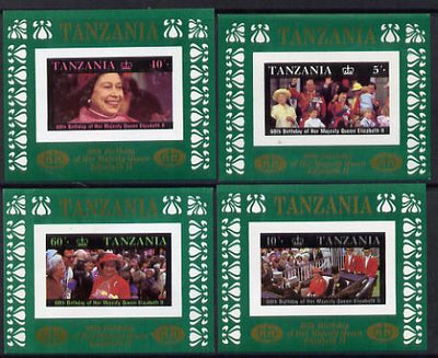 Tanzania 1987 Queen's 60th Birthday the imperf set of 4 individual sheetlests (unissued) unmounted mint
