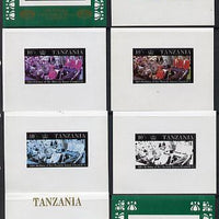 Tanzania 1987 Queen's 60th Birthday the unissued 10s sheetlet in set of 8 progressive colour proofs comprising individual colours, various 2, 3 or 4 colour composites plus the completed design unmounted mint