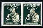 Cuba 1957 Lord Baden Powell 12c imperf horiz pair being a 'Hialeah' forgery on gummed paper (as SG 804)