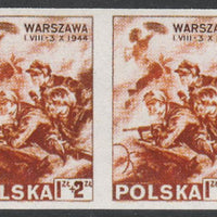 Poland 1944 Relief Fund for Warsaw Rising imperf pair being a 'Hialeah' forgery on gummed paper (as SG 498)