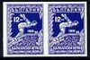 Bulgaria 1931 Balkan Olympic Games 12L Diving imperf pair being a 'Hialeah' forgery on gummed paper (as SG 314)