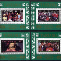 Tanzania 1987 Queen's 60th Birthday the perf set of 4 individual sheetlets (unissued) each overprinted SPECIMEN unmounted mint