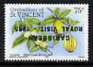 St Vincent - Grenadines 1985 Guava 75c (as SG 399) with Royal Visit opt inverted, unmounted mint*
