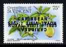 St Vincent - Grenadines 1985 Guava 75c (as SG 399) with Royal Visit opt doubled, one inverted, unmounted mint*