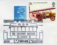 Postmark - Great Britain 1974 cover bearing illustrated cancellation for Centenary of Sheffield's Tramcar