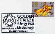 Postmark - Great Britain 1974 card bearing illustrated cancellation for Golden Jubilee of Mexborough Rotary Club