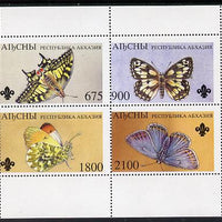 Abkhazia 1995 Butterflies (with Scout emblem) perf set of 4 unmounted mint