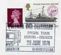 Postmark - Great Britain 1974 cover bearing illustrated slogan cancellation for Pullman Car Centenary