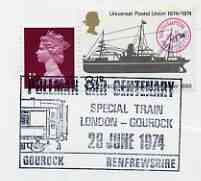 Postmark - Great Britain 1974 cover bearing illustrated slogan cancellation for Pullman Car Centenary