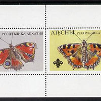 Abkhazia 1995 Butterflies (with Scout emblem) perf souvenir sheet containing 2 values unmounted mint