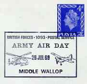 Postmark - Great Britain 1969 card bearing illustrated cancellation for Middle Wallop Army Air Day (BFPS)