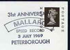 Postmark - Great Britain 1969 card bearing illustrated cancellation for Anniversary of Mallard Speed Record
