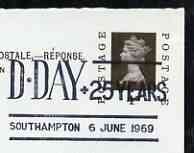 Postmark - Great Britain 1969 card bearing illustrated cancellation for D-Day + 25 Years (Southampton)