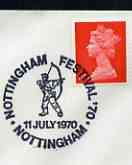 Postmark - Great Britain 1970 cover bearing illustrated cancellation for Nottingham Festival
