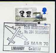 Postmark - Great Britain 1970 cover bearing illustrated cancellation for 55th Anniversary of 204 Squadron