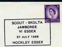 Postmark - Great Britain 1968 card bearing illustrated cancellation for Scout - Skolta Jamboree (Hockley, Essex)