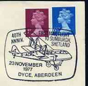 Postmark - Great Britain 1977 cover bearing illustrated cancellation for 40th Anniversary First Mail Flight to Sumburgh (Dyce)
