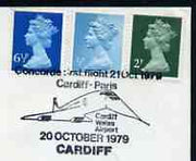 Postmark - Great Britain 1979 cover bearing illustrated slogan cancellation for Concorde's First Flight Cardiff to Paris