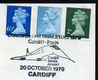 Postmark - Great Britain 1979 cover bearing illustrated slogan cancellation for Concorde's First Flight Cardiff to Paris