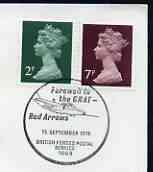 Postmark - Great Britain 1969 cover bearing illustrated cancellation for Red Arrows - Farewell to the Gnat (BFPS)