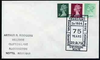 Postmark - Great Britain 1979 cover bearing illustrated cancellation for 75th Anniversary of Municipal Transport, Swindon