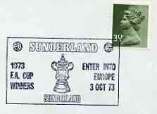 Postmark - Great Britain 1973 cover bearing illustrated cancellation for Sunderland FC - FA cup Winners & Entry into Europe