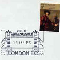 Postmark - Great Britain 1973 cover bearing illustrated cancellation for Visit of Golden Hinde to London (Showing Tower Bridge)