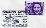 Postmark - Great Britain 1974 cover bearing illustrated cancellation for Brands Hatch International Race of Champions