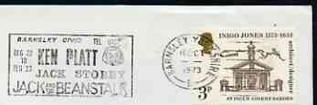 Postmark - Great Britain 1973 cover bearing slogan cancellation for Ken Platt in 'Jack & the Beanstalk' at Barnsley Civic Theatre
