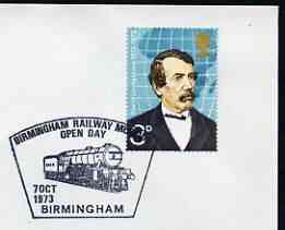 Postmark - Great Britain 1973 cover bearing illustrated cancellation for Birmingham Railway Museum Open Day