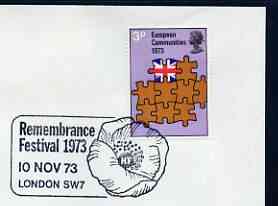 Postmark - Great Britain 1973 cover bearing illustrated cancellation for Remembrance Festival