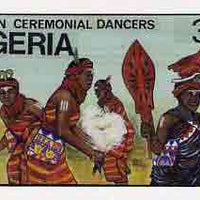 Nigeria 1986 Nigerian Life Def series - original hand-painted artwork for 30k value (Obitun Dancers) on card 8.5" x 5"