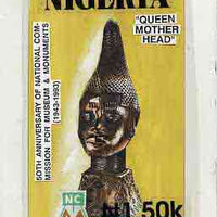 Nigeria 1993 Museum & Monuments - original hand-painted artwork for 1N50 value (Queen Mother Head) by Godrick N Osuji on card 5" x 8.75" endorsed C1